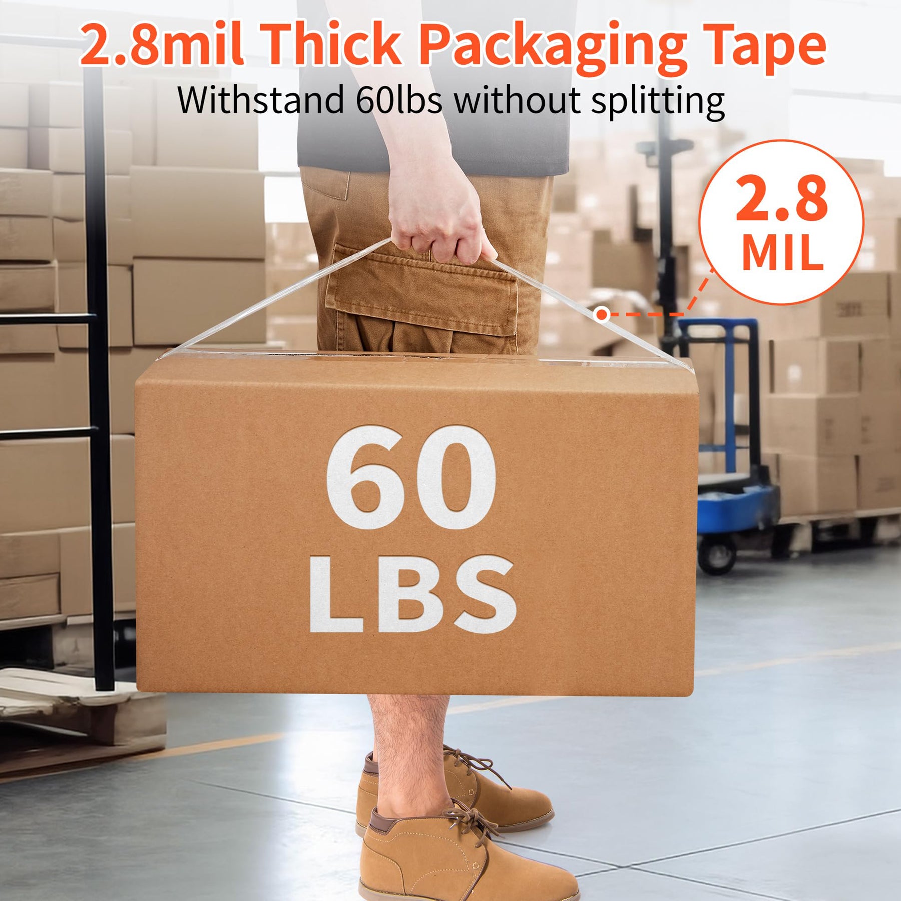 JARLINK 3 Rolls Clear Packing Tape with Dispenser, Heavy Duty Packaging Tape Refills for Shipping Packaging Mailing, 2.7mil Thick, 1.88 inches Wide, 55 Yards Per Roll, 165 Total Yards