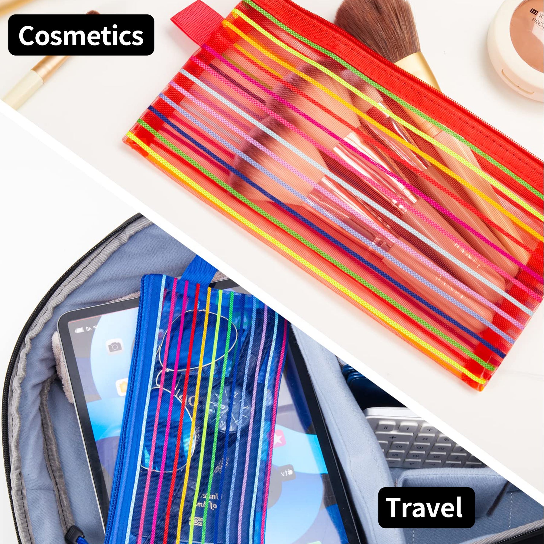 JARLINK 20 Pack 10 Colors Zipper Mesh Pouch, Zipper Bag Multipurpose Travel  Bags for Office Supplies