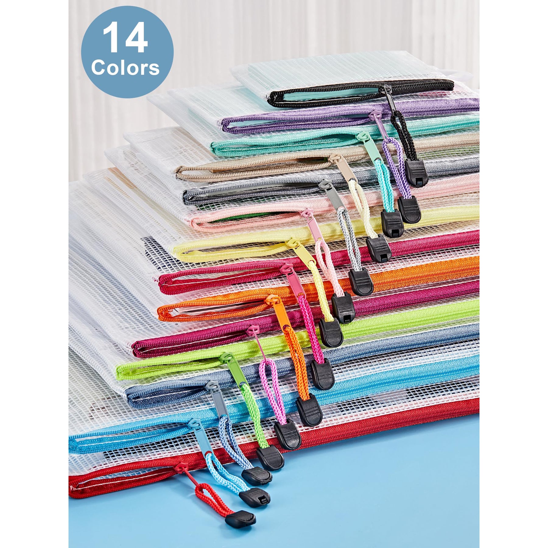  Mesh Zipper Pouch Bags, 36Pcs Zipper Pouches for Organizing, 8  Size 8 Color Waterproof Plastic Zipper Bag for Office School Supplies Game  File Storage : Office Products
