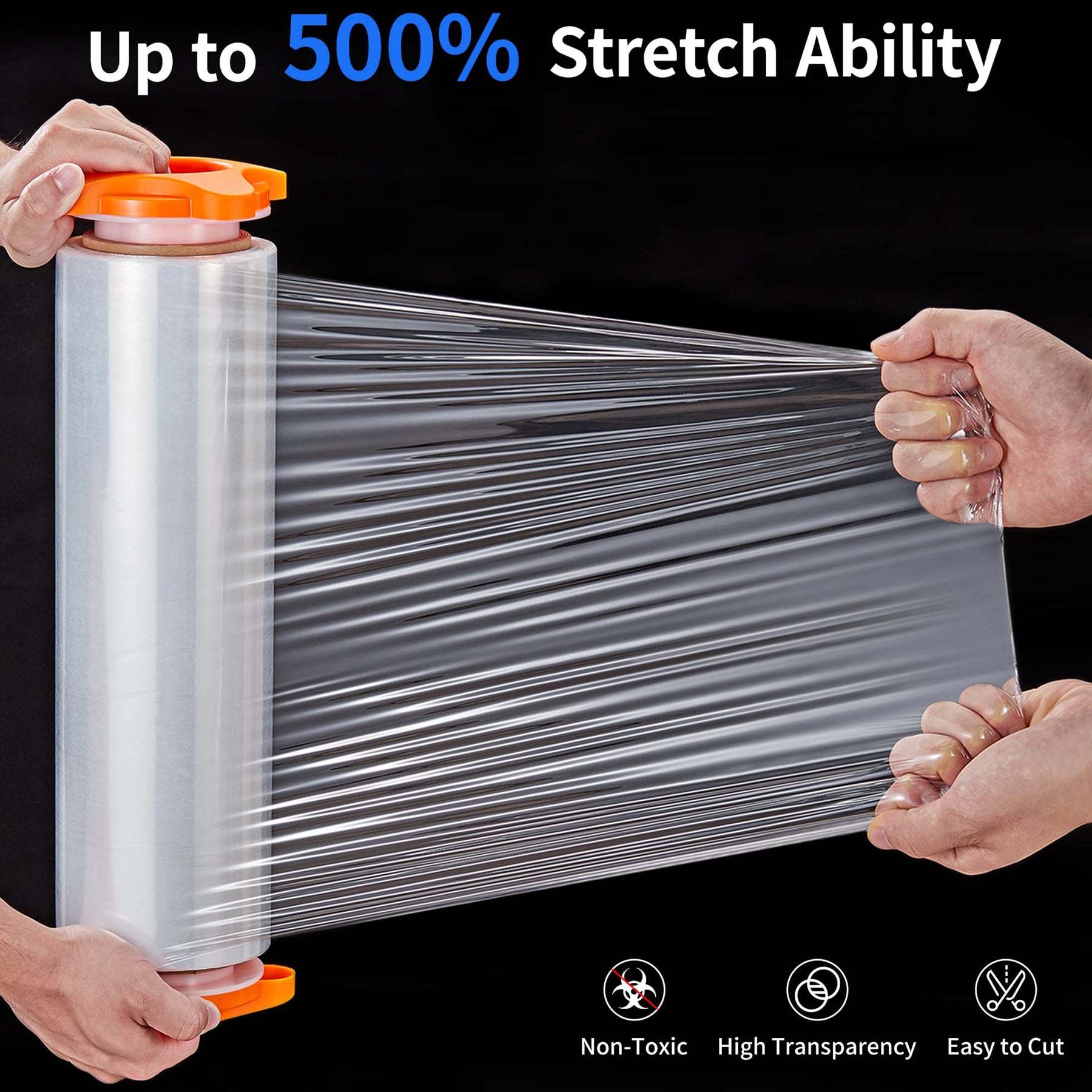 JARLINK 2 Pack Shrink Wrap Roll 500% Stretch, 15'' Stretch Wrap 1000ft