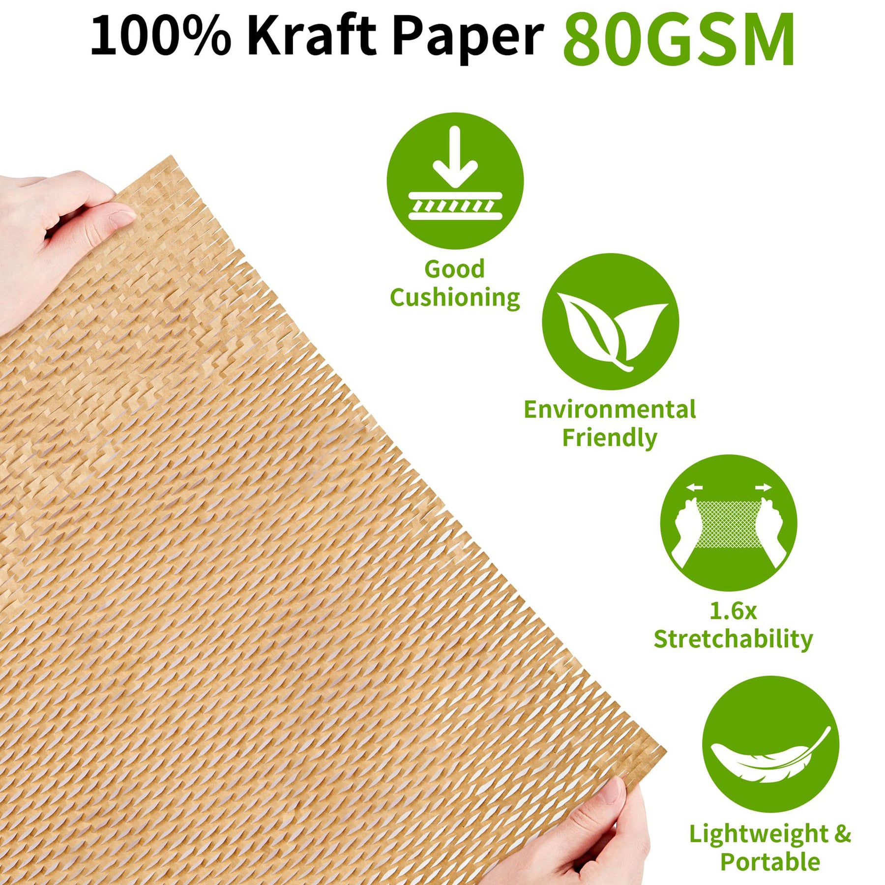 MCfleet 15x135' Honeycomb Packing Paper Wrap Roll, Eco Friendly Packaging  Material for Moving Shipping Gift Wrapping with 20 Fragile Stickers