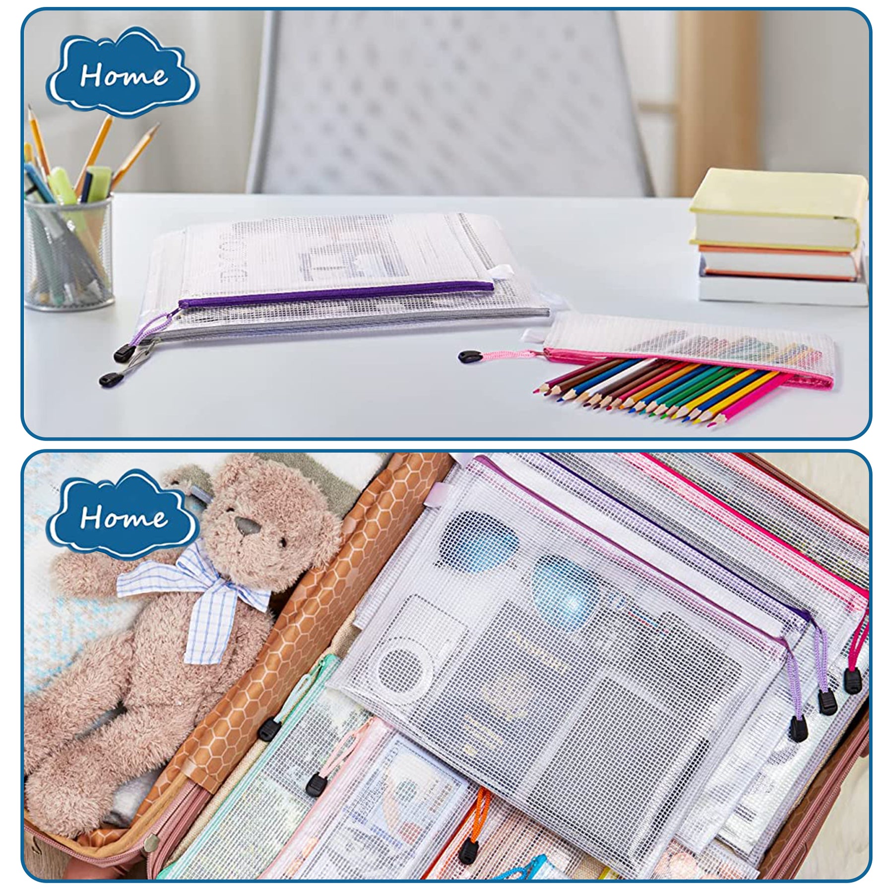 Storage Organizer, Storage Box Zipper Sealed PVC Durable For Office For Home